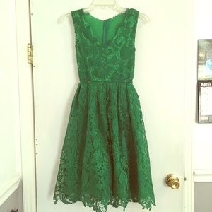 Green lace cocktail dress